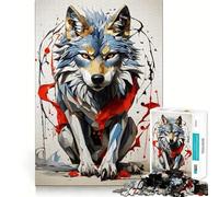 Rompecabezas de 1000 Piezas para Adolescentes Lobo Valiente,Arte de Corte Limpio,Rompecabezas de lógica,Juego de Ocio,Regalo de cumpleaños (38x26cm)
