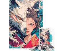 Rompecabezas de 1000 Piezas para Adolescentes Lobo y Geisha (Dualidad) Rompecabezas para Adultos Juego práctico Arte de Pared cumpleaños y Navidad (Tamaño 38x26cm)