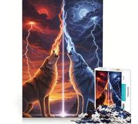 Rompecabezas de 1000 Piezas para Adolescentes: Lobos elementales Aullando al Cielo, Juego práctico, desafío difícil, colección de Artistas, Bellas Artes 38x26cm