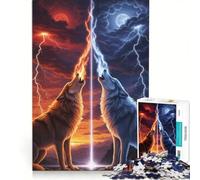 Rompecabezas de 1000 Piezas para Adolescentes: Lobos elementales Aullando al Cielo Juegos Divertidos y desafiantes Toda la Familia 50x75cm