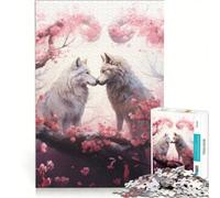 Rompecabezas de 1000 Piezas para Adolescentes Lobos en Flor Juguetes para armar decoración de Pared con Piezas de Formas aleatorias Que encajan Perfectamente 50x75cm