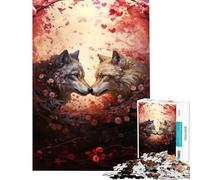 Rompecabezas de 1000 Piezas para Adolescentes Lobos Enamorados Juguetes educativos Juegos de ingenio Regalo para Toda la Familia Ideal para cumpleaños (tamaño 50x75cm)