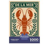 Rompecabezas De 1000 Piezas para Adolescentes Lobster De La MerVintage Rompecabezas para Adultos Juego De Ingenio Decoración 52x38cm/1000pcs