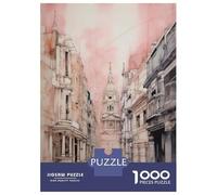 Rompecabezas De 1000 Piezas para Adolescentes London Architecture Watercolor Print Rompecabezas para Adultos Juguetes De Bricolaje Montaje De Patrones Ayuda A Ejercitar El Cerebro 70x50cm/1000pcs