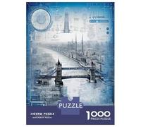 Rompecabezas De 1000 Piezas para Adolescentes London Bridge Blueprint Art Print Rompecabezas para Adultos Juego Práctico Decoración Gran Regalo para Jugar 52x38cm/1000pcs