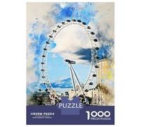 Rompecabezas De 1000 Piezas para Adolescentes London Eye in Watercolor Rompecabezas para Adultos Juegos Relajantes Desafío Difícil Diversión En Casa Actividades, 70x50cm/1000pcs