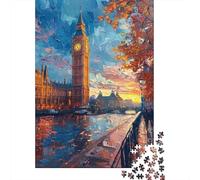 Rompecabezas De 1000 Piezas para Adolescentes London Sunset Painting-1 Rompecabezas para Adultos Juego De Ingenio Decoración Ayuda A Ejercitar El Cerebro 38x26cm/1000pcs