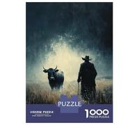 Rompecabezas De 1000 Piezas para Adolescentes Lone Figure and Bull Rompecabezas para Adultos Juegos Familiares Decoración De Pared Regalos Y Cumpleaños Únicos 52x38cm/1000pcs