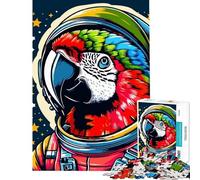 Rompecabezas de 1000 Piezas para Adolescentes Loro Astronauta Rompecabezas WPAP para Adultos Juegos Divertidos Difícil Ideal para cumpleaños y Navidad (tamaño 38x26cm)