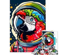 Rompecabezas de 1000 Piezas para Adolescentes Loro Astronauta WPAP Rompecabezas para Adultos Juego práctico para aliviar el estrés Juego desafiante Regalos (Tamaño 50x75cm)