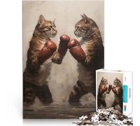 Rompecabezas de 1000 Piezas para Adolescentes Los Gatos Boxeadores clásicos Juegos educativos con póster a Juego y Hoja de Trivia 75x50cm