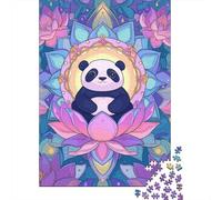 Rompecabezas De 1000 Piezas para Adolescentes Lotus Panda Mandala Art Print Rompecabezas para Adultos Juego Familiar Análisis Y Lógica Interacción Entre Padres E Hijos 52x38cm/1000pcs