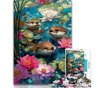 Rompecabezas de 1000 Piezas para Adolescentes Lotus y Otter para Adultos y Adolescentes un Juego desafiante para Todos para Mujeres Regalos para Hombres (26x38cm)