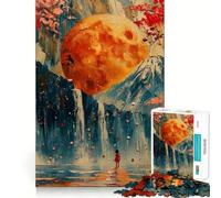 Rompecabezas de 1000 Piezas para Adolescentes Luna de Sangre,Cascada,sueño,articulaciones Suaves,diversión,Juego Mental,Regalo,Juego Relajante,Arte navideño para el Ocio 50x75cm