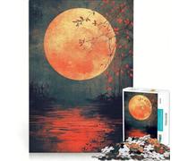 Rompecabezas de 1000 Piezas para Adolescentes: Luna de Sangre sobre el Agua, Juegos Familiares, Mejora la Memoria, con póster y Hoja de Preguntas a Juego 38x26cm