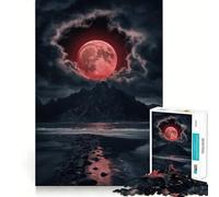 Rompecabezas de 1000 Piezas para Adolescentes Luna de Sangre sobre Las montañas Arte de Corte preciso Juguete para ejercitar la Mente Tiempo de Juego Relajante Diversión de cumpleaños 38x26cm