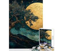Rompecabezas de 1000 Piezas para Adolescentes Luna Dorada y árbol Juego práctico Educativo para Aprender y Decorar el hogar Juguetes para Relajarse y estimular el intelecto (50x75cm)