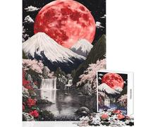 Rompecabezas de 1000 Piezas para Adolescentes Luna Roja Montaña Fuji Juego Práctico Regalo de Cumpleaños Decoración del Hogar Juguetes Entrena tu Cerebro y Manos (38x26cm)