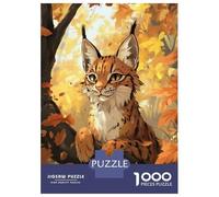 Rompecabezas De 1000 Piezas para Adolescentes Lynx in Autumn Forest Rompecabezas para Adolescentes Juguetes Antiestrés Regalos para Mujeres Regalos para Reducir El Estrés 38x26cm/1000pcs