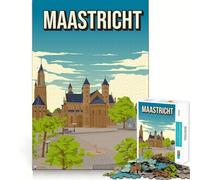 Rompecabezas de 1000 Piezas para Adolescentes,Maastricht,Holanda,Horizonte Urbano,Arte de Corte Fino,lógica,Juguete Divertido,Tiempo de Juego Acogedor,decoración navideña para la Pared (50x75cm)