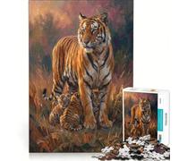 Rompecabezas de 1000 Piezas para Adolescentes Madre Tigre y Cachorros Juguetes Antiestrés Difícil y Reto Cumpleaños 38x52cm