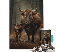 Rompecabezas de 1000 Piezas para Adolescentes Madre y bebé Buey Juego de ingenio Juguetes desafiantes Excelentes Regalos y decoración para el hogar (tamaño 38x52cm)