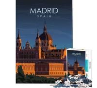 Rompecabezas de 1000 Piezas para Adolescentes Madrid España de Noche Juego artístico práctico y Divertido Juguetes Que fomentan la Paciencia Regalos de Arte educativos Tamaño 38x26cm