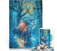 Rompecabezas de 1000 Piezas para Adolescentes Magia del Bosque Invernal con Papá Noel Juegos Divertidos Regalo de Obra de Arte 52x38cm