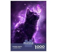 Rompecabezas De 1000 Piezas para Adolescentes Magic Cat with Butterfly Rompecabezas para Adolescentes Juego De Ingenio Regalos para Mujeres Desafiante De Completar 52x38cm/1000pcs