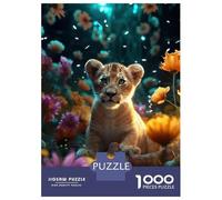 Rompecabezas De 1000 Piezas para Adolescentes Magical Floral Lion Cub Rompecabezas para Adolescentes Juguetes Antiestrés Regalos para Mujeres Regalos para Reducir El Estrés 70x50cm/1000pcs