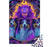 Rompecabezas De 1000 Piezas para Adolescentes Magical Lion and Dogs Artwork Rompecabezas para Adultos Juego Familiar Análisis Y Lógica Actividades Divertidas En Casa 38x26cm/1000pcs