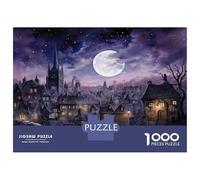Rompecabezas De 1000 Piezas para Adolescentes Magical Moonlit Village Scene Rompecabezas Juegos Relajantes Decoración De Pared Regalos para Amigos Y Familiares 38x26cm/1000pcs