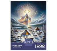 Rompecabezas De 1000 Piezas para Adolescentes Magical Winter Scene with Reindeer Rompecabezas para Adultos Juego Familiar Análisis Y Lógica Interacción Entre Padres E Hijos 38x26cm/1000pcs