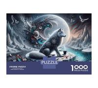Rompecabezas De 1000 Piezas para Adolescentes Magical Winter Wolf Scene Rompecabezas para Adultos Juguetes De Bricolaje Difícil Difícil Diversión En El Hogar Actividades, 52x38cm/1000pcs