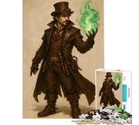 Rompecabezas de 1000 Piezas para Adolescentes Mago Steampunk con Fuego Verde Juegos relajantes Que desafían la Inteligencia Juguetes adictivos Regalo Divertido para la decoración del hogar (38x52cm)