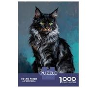 Rompecabezas De 1000 Piezas para Adolescentes Maine Coon Cat Portrait Painting Rompecabezas para Adultos Juegos Relajantes Decoración Desafío Educativo 38x26cm/1000pcs