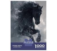 Rompecabezas De 1000 Piezas para Adolescentes Majestic Black Horse in Motion Rompecabezas para Adultos Juego De Ingenio Análisis Y Lógica Actividades Divertidas En Casa, 38x26cm/1000pcs