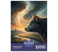 Rompecabezas De 1000 Piezas Para Adolescentes Majestic Cow Overlooking A Winding River Rompecabezas Para Adolescentes Juego De Ingenio Regalos Para Mujeres Actividades Divertidas En Casa 52x38cm/1000p