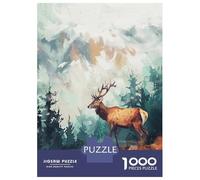 Rompecabezas De 1000 Piezas para Adolescentes Majestic Deer in Mountain Landscape Rompecabezas para Adultos Juegos Relajantes Mejora La Memoria Ayuda A Ejercitar El Cerebro 52x38cm/1000pcs