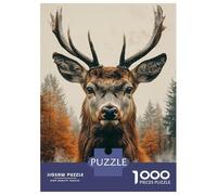 Rompecabezas De 1000 Piezas para Adolescentes Majestic Deer Portrait in Autumn Forest Rompecabezas para Adultos Juego De Ingenio Análisis Y Lógica Actividades Divertidas En Casa, 70x50cm/1000pcs