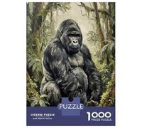 Rompecabezas De 1000 Piezas para Adolescentes Majestic Gorilla in Lush Forest Rompecabezas para Adultos Juego De Ingenio Decoración Ayuda A Ejercitar El Cerebro 70x50cm/1000pcs