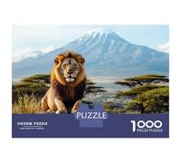 Rompecabezas De 1000 Piezas para Adolescentes Majestic Lion on Rock with Mountain Background Rompecabezas Juego De Ingenio Decoración De Pared Regalos De Cumpleaños Y Únicos 38x26cm/1000pcs