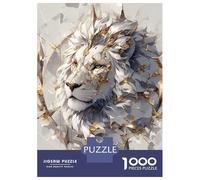 Rompecabezas De 1000 Piezas para Adolescentes Majestic White Lion with Gold Accents Rompecabezas para Adultos Juegos Relajantes Decoración Desafío Educativo 70x50cm/1000pcs
