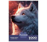 Rompecabezas De 1000 Piezas para Adolescentes Majestic White Wolf Portrait with Glowing Eyes Rompecabezas DIY Juguetes Mejora La Memoria Oferta como Regalo para Toda La Familia 52x38cm/1000pcs