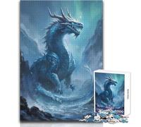 Rompecabezas de 1000 Piezas para Adolescentes: Majestuoso dragón de Hielo y pequeño Humano Hermoso diseño Juego para Mejorar la Memoria Regalo de cumpleaños Tamaño 50x75cm