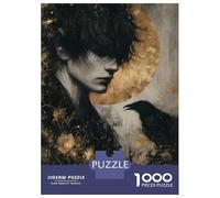 Rompecabezas De 1000 Piezas para Adolescentes Man and Raven in Golden Moonlight Rompecabezas para Adultos Juego Práctico Pero Divertido Y Humorístico Regalos para Reducir El Estrés 70x50cm/1000pcs