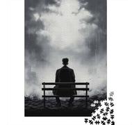Rompecabezas De 1000 Piezas para Adolescentes Man Sitting on Bench in Rain Rompecabezas para Adultos Juego Práctico Arte De Pared Oferta como Regalos para Toda La Familia 38x26cm/1000pcs
