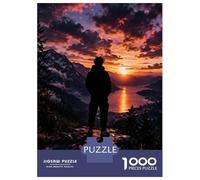 Rompecabezas De 1000 Piezas para Adolescentes Man Watching Sunset Over Lake and Mountains Rompecabezas para Adultos Juguetes Antiestrés Difícil Difícil Desafiante De Completar 38x26cm/1000pcs