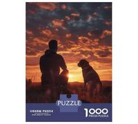 Rompecabezas De 1000 Piezas para Adolescentes Man with His Dog In Mind Rompecabezas Juego Práctico Mejora La Memoria Oferta como Regalo para Toda La Familia 52x38cm/1000pcs
