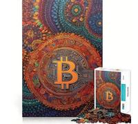 Rompecabezas de 1000 Piezas para Adolescentes,Mandala de Bitcoin,Arte de Corte Suave,Juego Mental,Regalo,Tiempo de Juego Relajante,Navidad,Arte de Ocio (38x52cm)